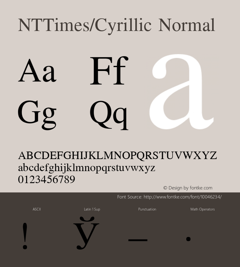 NTTimes/Cyrillic Normal Unknown Font Sample