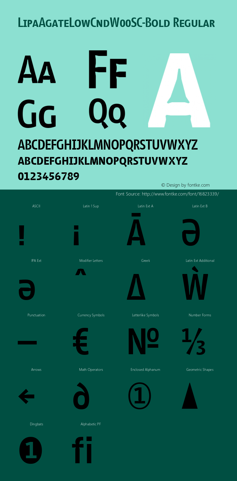 LipaAgateLowCndW00SC-Bold Regular Version 1.00 Font Sample