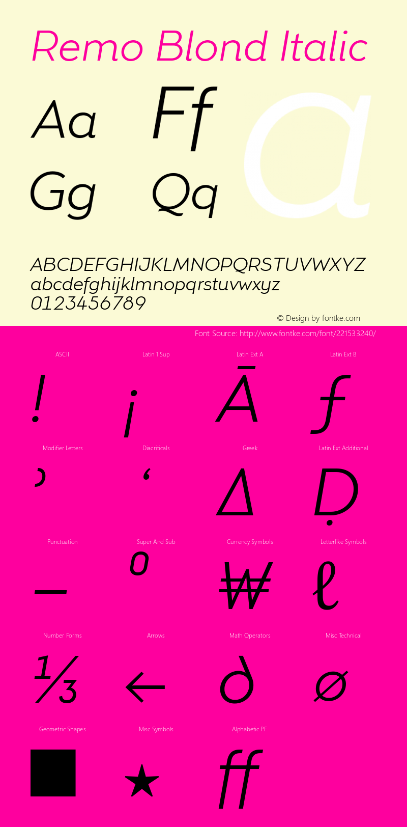 Remo Blond Italic Version 4.001图片样张