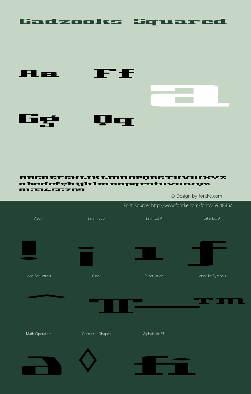 Gadzooks-Squared Version 001.000 Font Sample