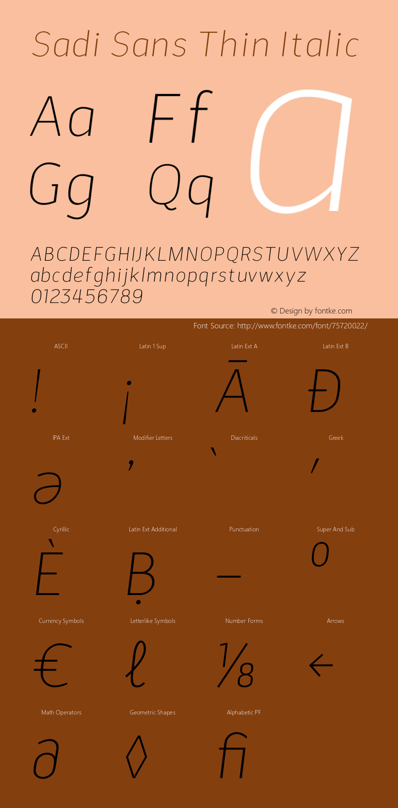 Sadi Sans Thin Italic Version 1.000;hotconv 1.0.109;makeotfexe 2.5.65596 Font Sample