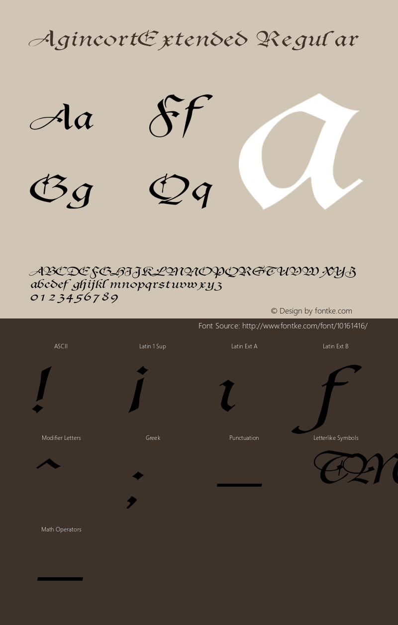 AgincortExtended Regular Version 1.00 Font Sample