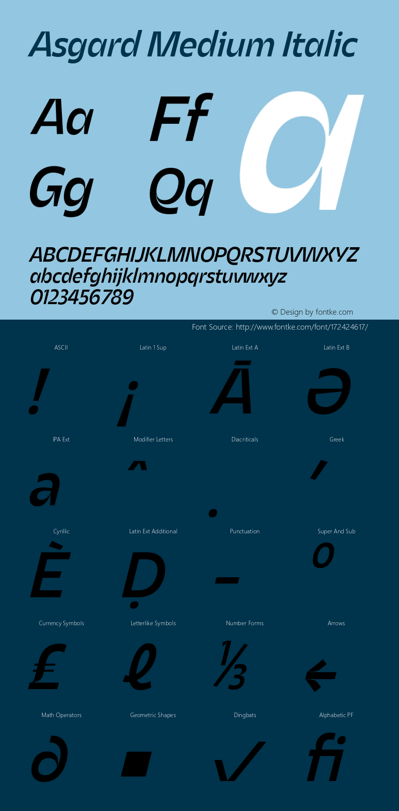 Asgard Medium Italic Version 2.003;FEAKit 1.0图片样张