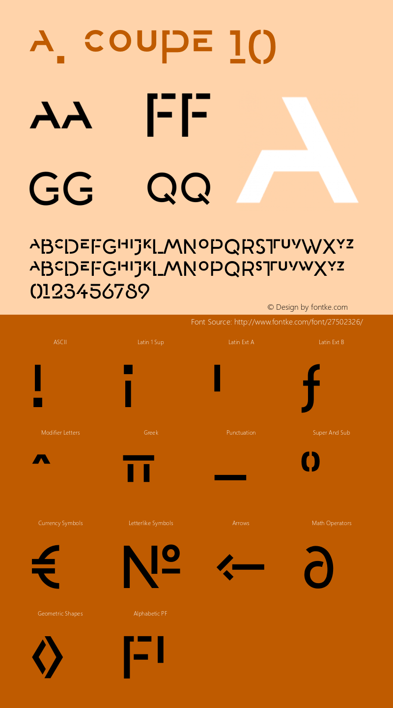 A. Coupe 10 Version 2.000;PS 002.000;hotconv 1.0.88;makeotf.lib2.5.64775 Font Sample