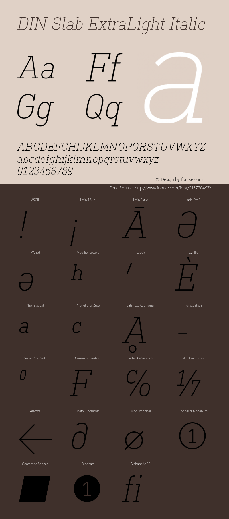 DIN Slab ExtraLight Italic Version 1.00图片样张