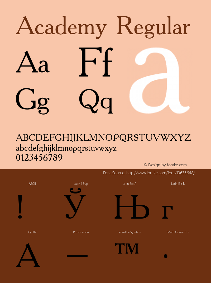 Academy Regular Converted from t:\ACD55___.TF1 by ALLTYPE Font Sample