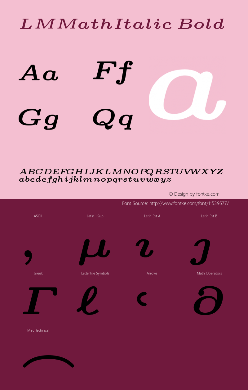 LMMathItalic5 Bold Version 2.003 Font Sample