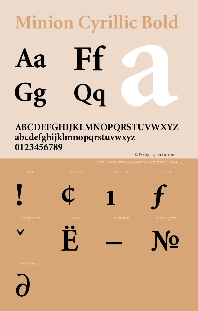 Minion Cyrillic Bold Version 001.000 Font Sample