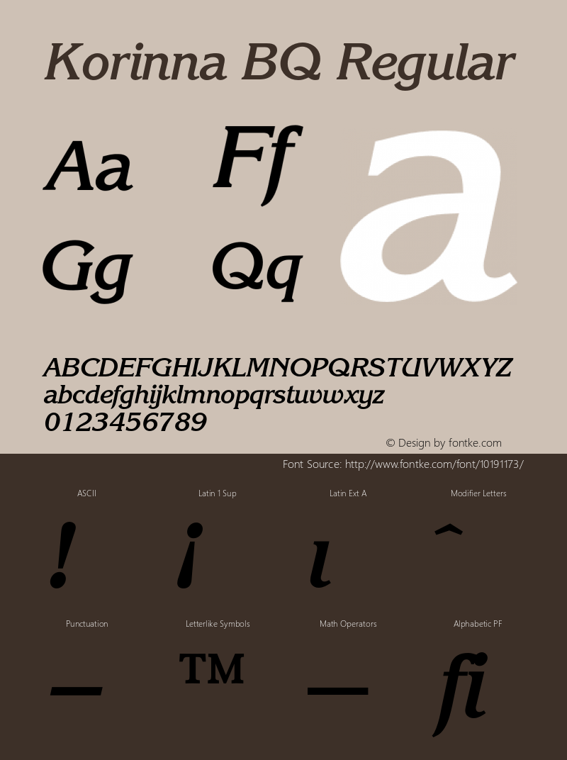 Korinna BQ Regular 001.000 Font Sample