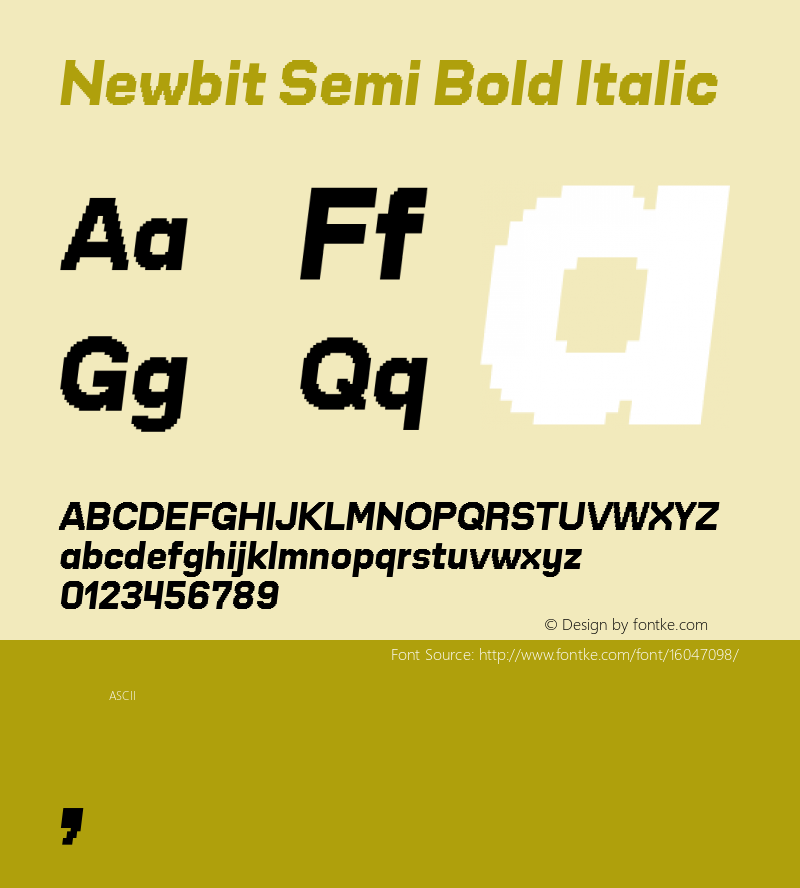 Newbit Semi Bold Italic Version 1.000;PS 001.000;hotconv 1.0.88;makeotf.lib2.5.64775 Font Sample