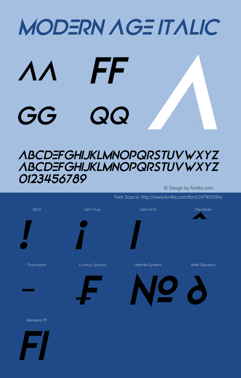 Modern Age Italic Version 1.00;May 22, 2023;FontCreator 12.0.0.2567 64-bit图片样张