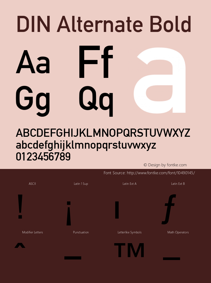 DIN Alternate Bold 9.0d2e1 Font Sample