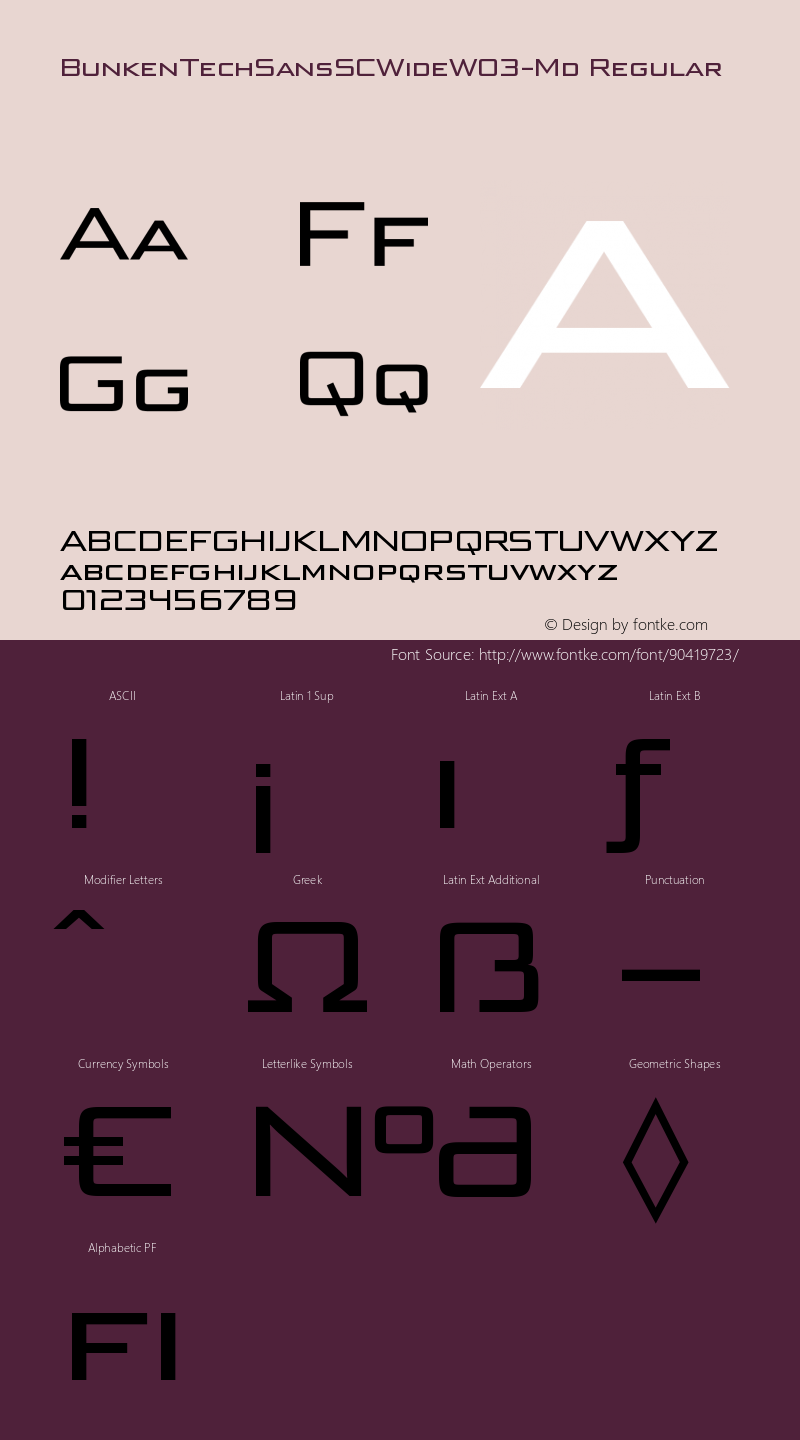 Bunken Tech Sans SC Wide W03Md Version 1.48 Font Sample