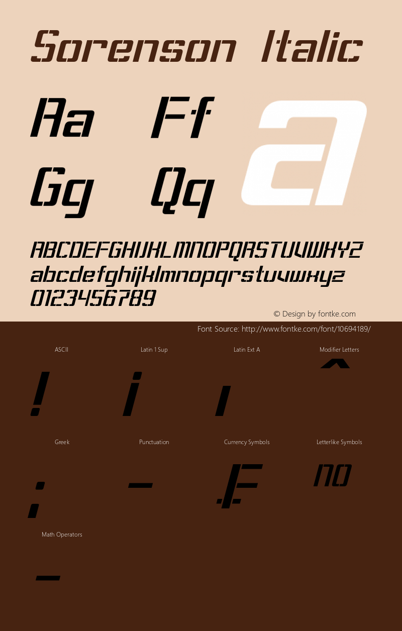 Sorenson Italic Version 1.10 April 13, 2015 Font Sample