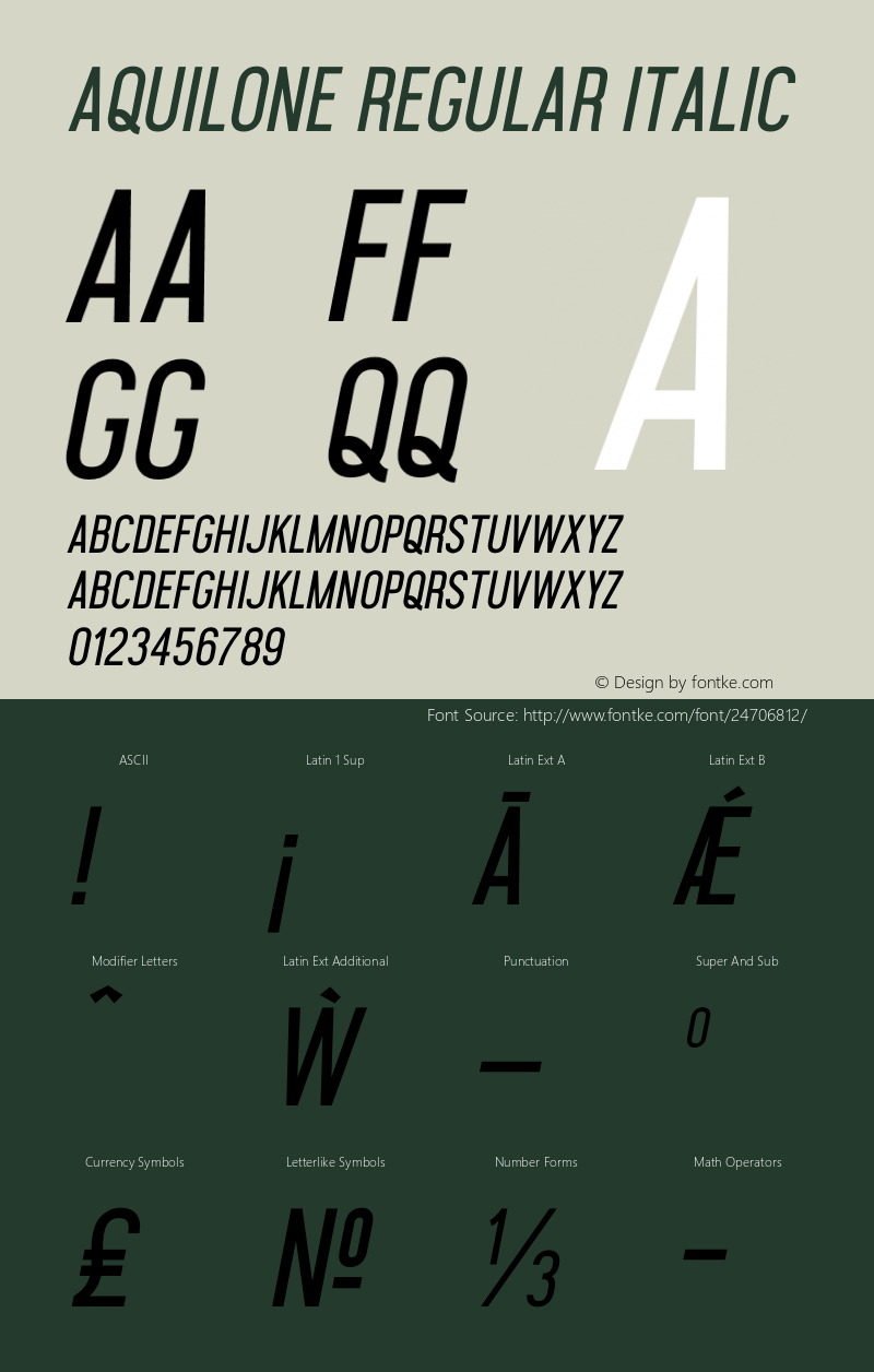 Aquilone Regular Italic 1.000 Font Sample