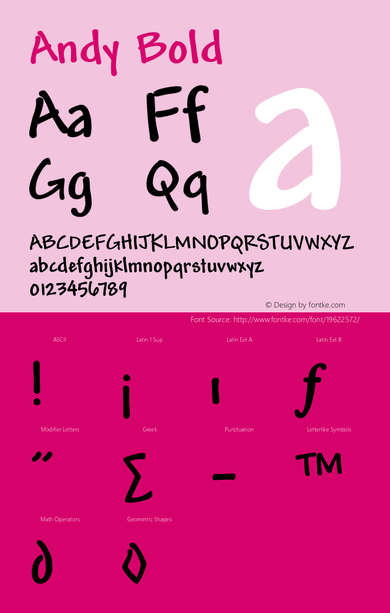 Andy Bold Version 1.03 Font Sample