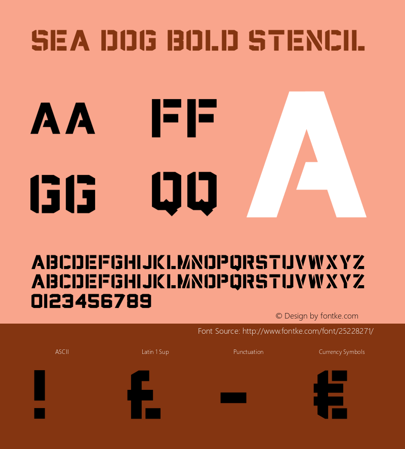 Sea Dog Bold Stencil Version 1.002;Fontself Maker 2.1.2 Font Sample