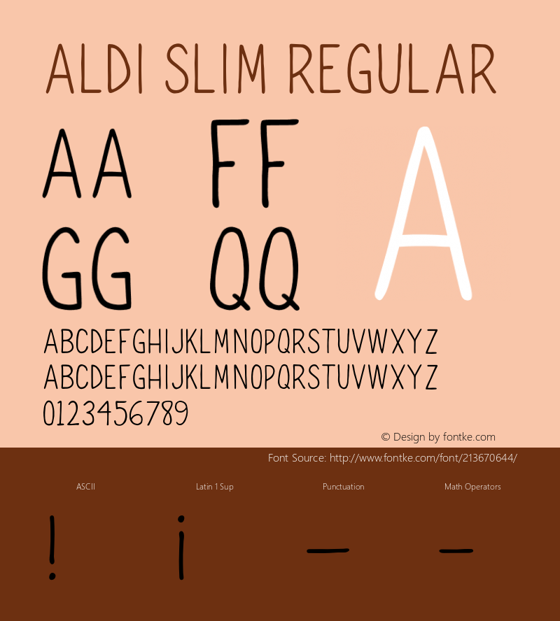 Aldi Slim Version 1.000;PS 001.000;hotconv 1.0.70;makeotf.lib2.5.58329图片样张