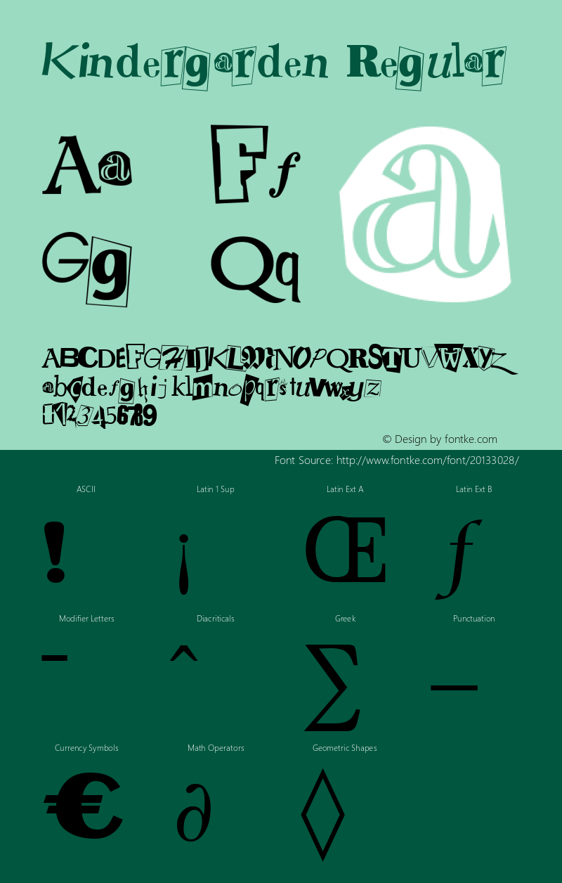 Kindergarden Brendel            :07.07.1995 Font Sample