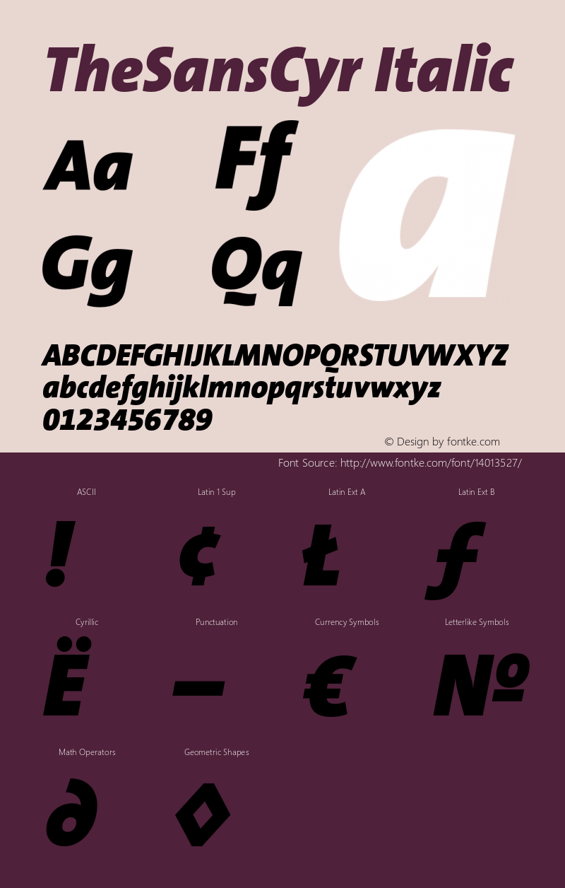 TheSansCyr Italic 001.006 Font Sample