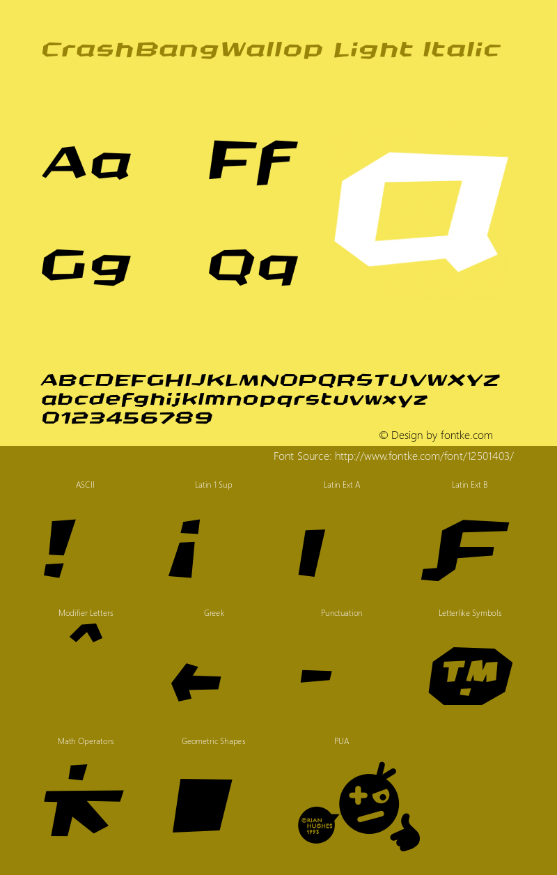 CrashBangWallop Light Italic 001.000 Font Sample