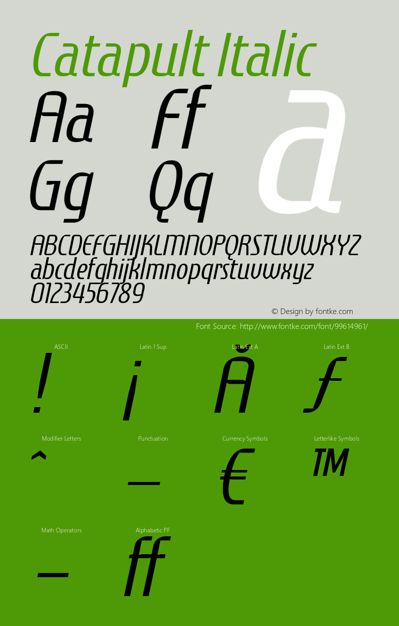 Catapult Italic 1 Font Sample