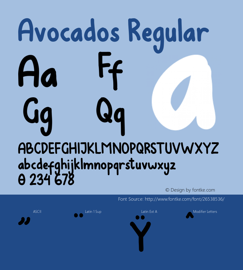 Avocados Version 1.000 Font Sample