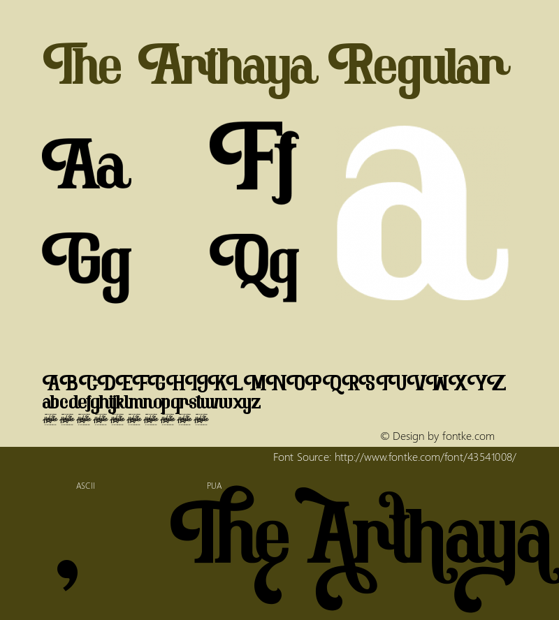 The Arthaya DEMO Version 1.00;August 6, 2019; Font Sample