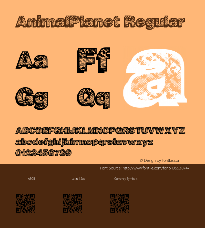 AnimalPlanet Regular Version 1.00 April 18, 2014, initial release Font Sample