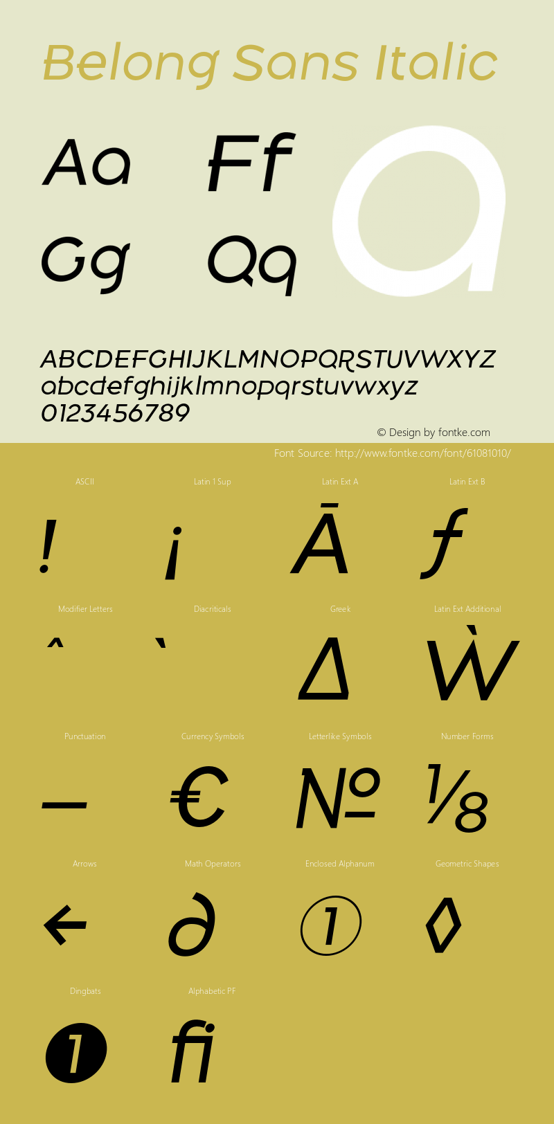 Belong Sans RegularItalic Version 1.000;hotconv 1.0.109;makeotfexe 2.5.65596 Font Sample