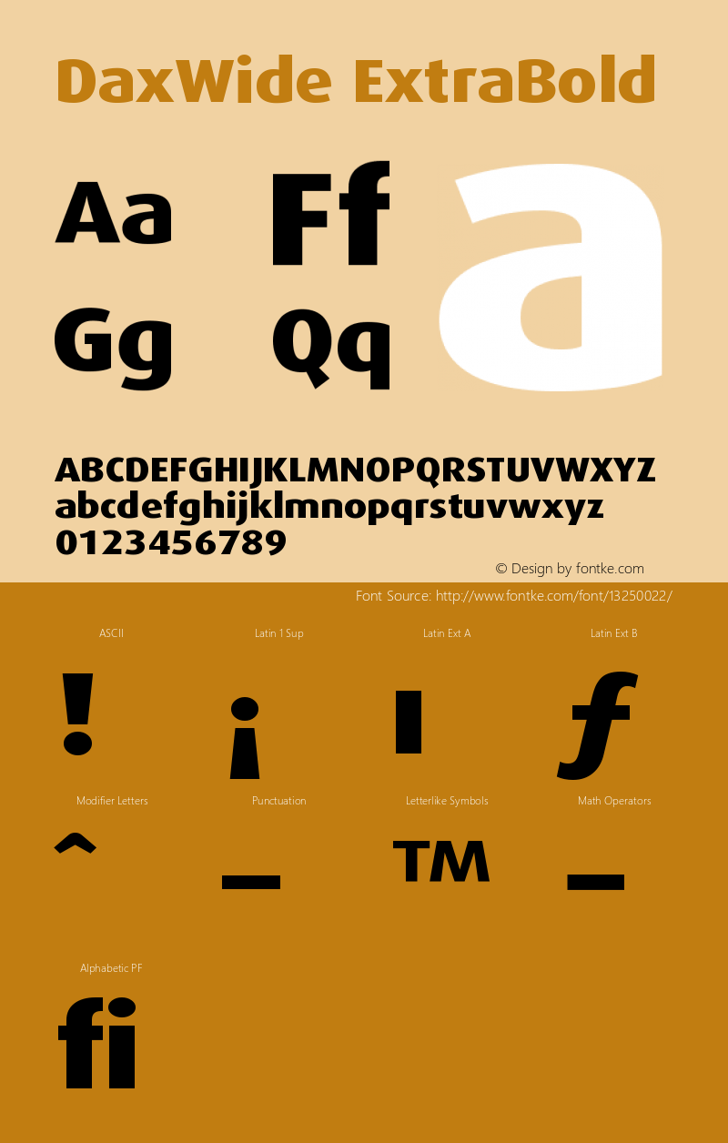 DaxWide ExtraBold Version 001.000 Font Sample