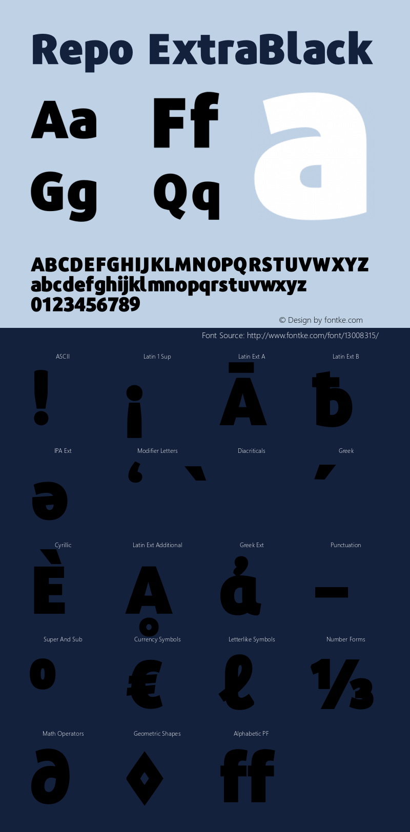 Repo ExtraBlack Version 001.000 Font Sample