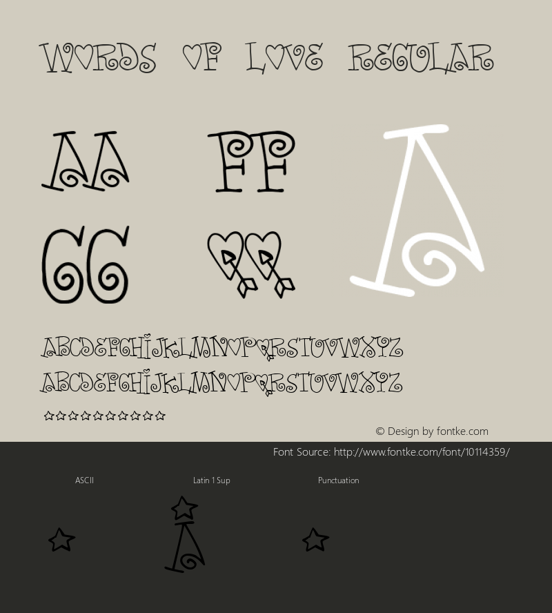 Words of love Regular 2 Font Sample