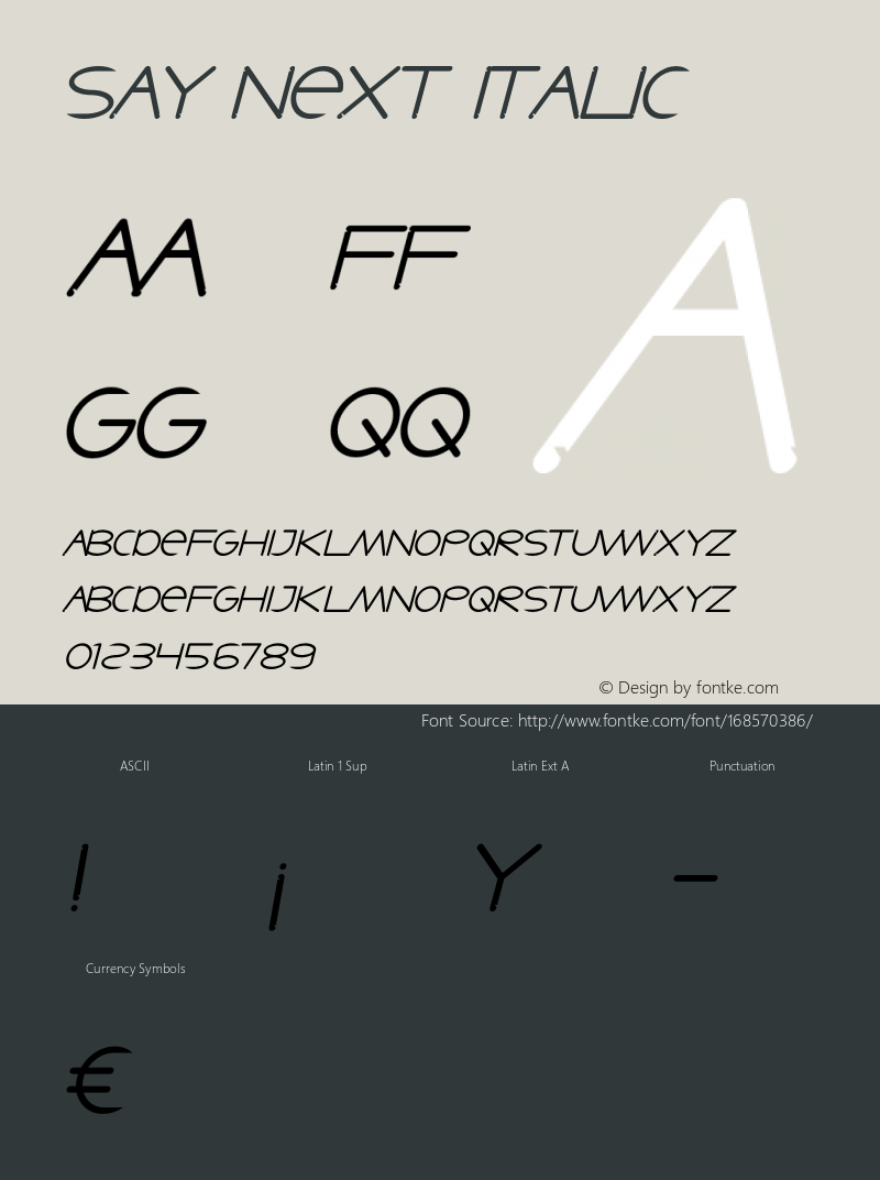Say Next Italic Version 1.002;Fontself Maker 3.5.4图片样张