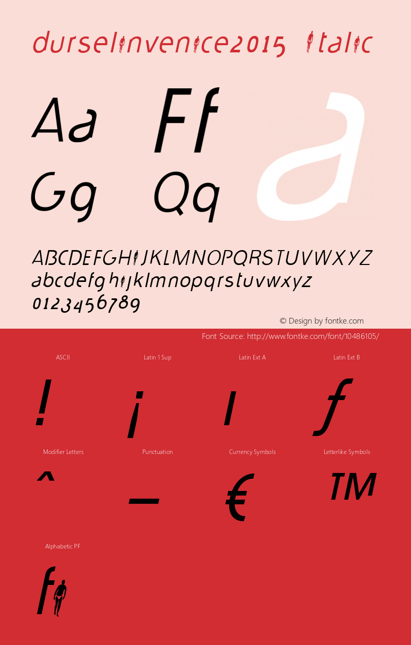 durselinvenice2015 Italic Version 2.020;PS 002.000;hotconv 1.0.50;makeotf.lib2.0.16970 Font Sample