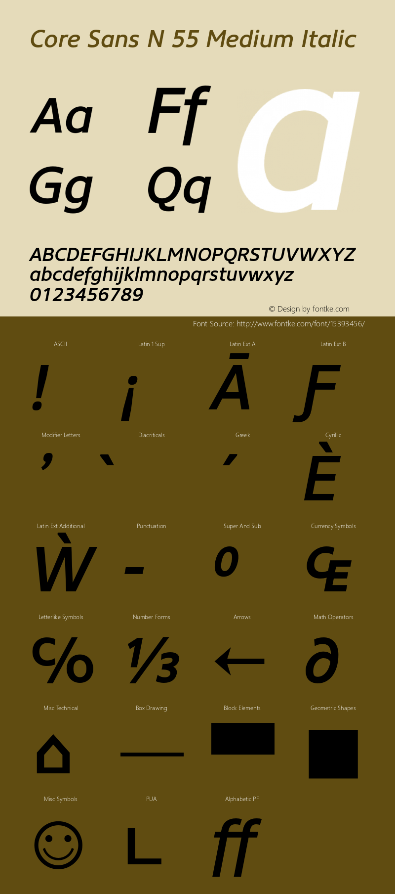 Core Sans N 55 Medium Italic Version 1.000;PS 001.001;hotconv 1.0.56 Font Sample