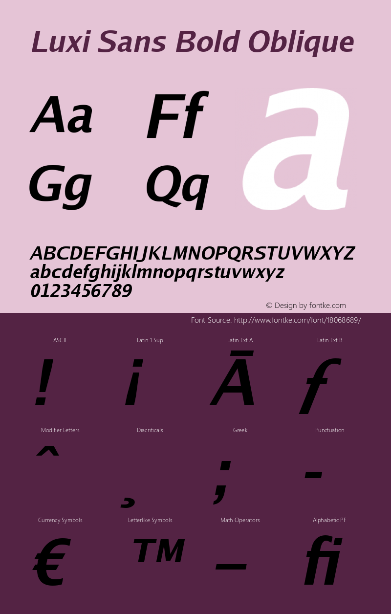 Luxi Sans Bold Oblique 1.2 : October 12, 2001 Font Sample