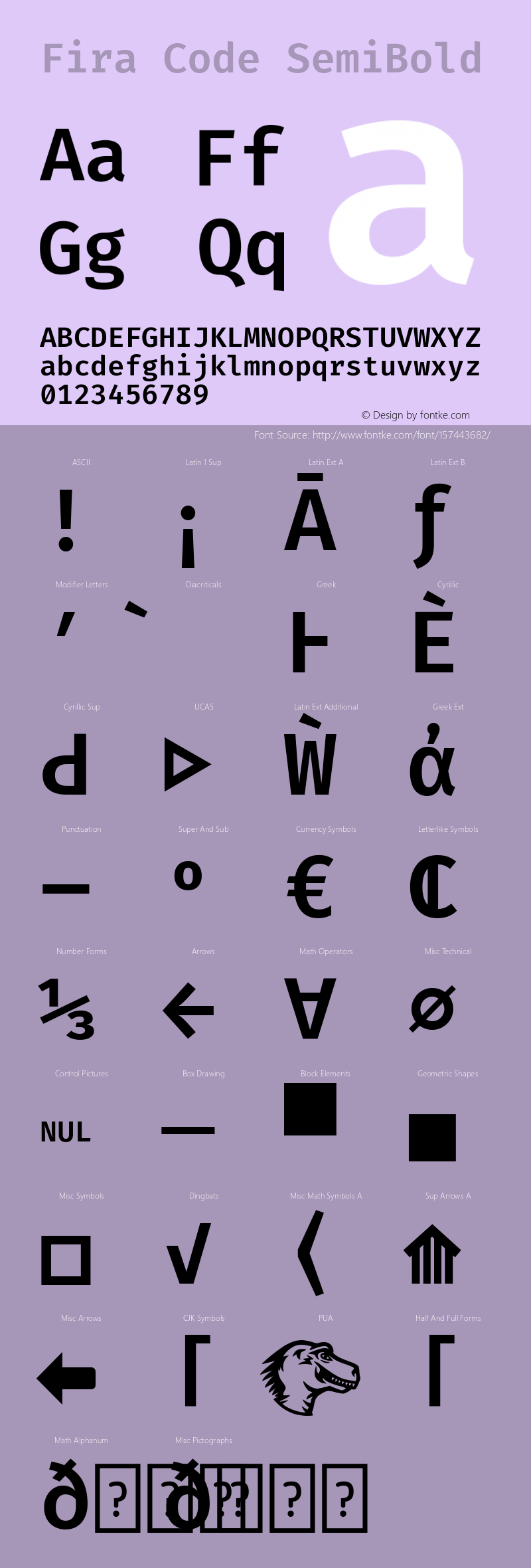 Fira Code SemiBold Version 4.000 Font Sample