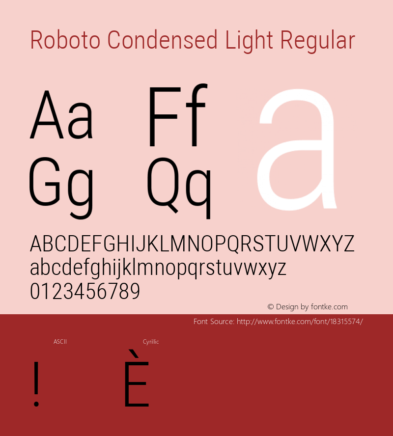 Roboto Condensed Light Regular Version 2.134; 2016; ttfautohint (v1.4.1) Font Sample