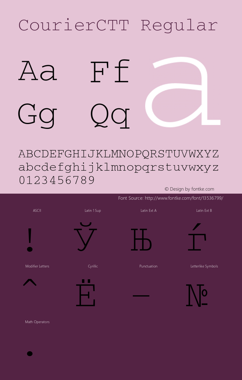 CourierCTT Regular TrueType Maker version 1.10.00 Font Sample