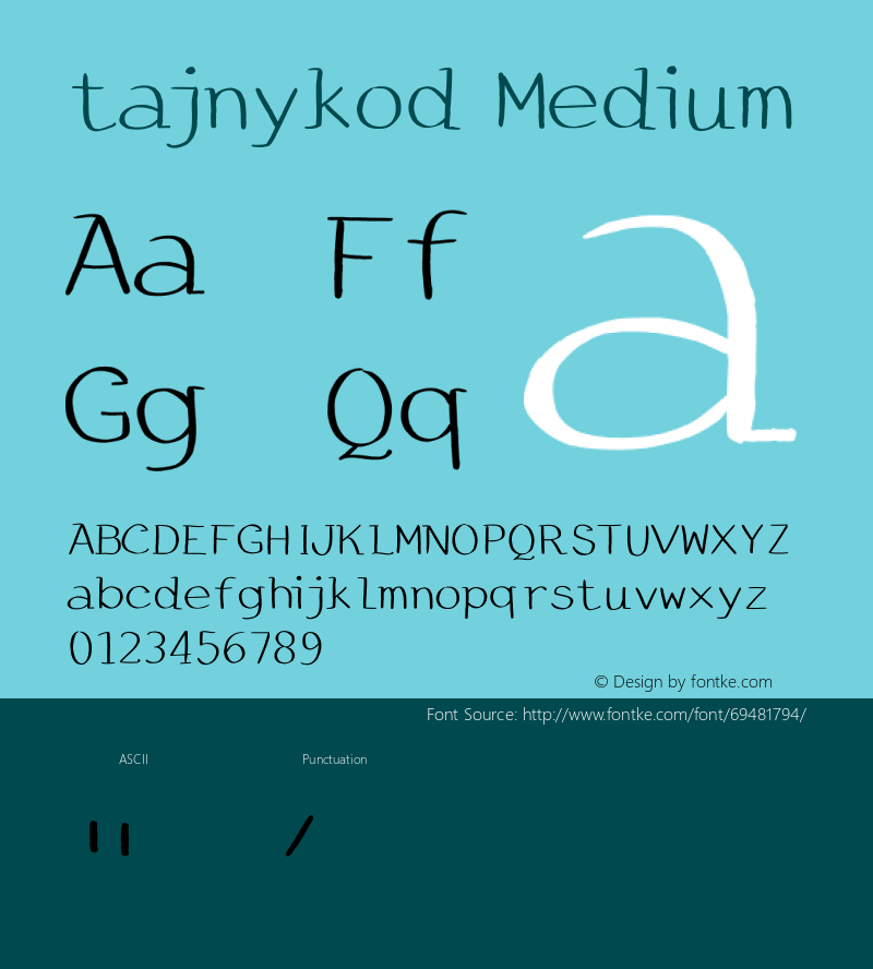 tajnykod Version 001.000 Font Sample