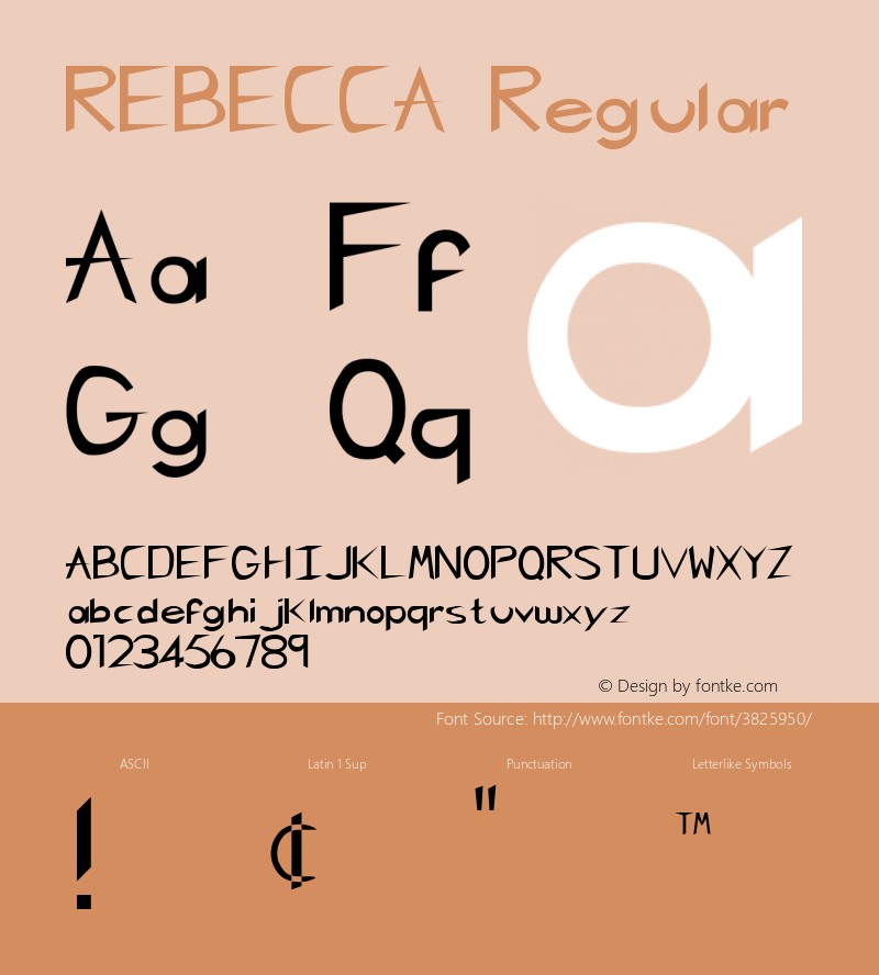 REBECCA Regular Altsys Fontographer 3.5  3/17/97 Font Sample