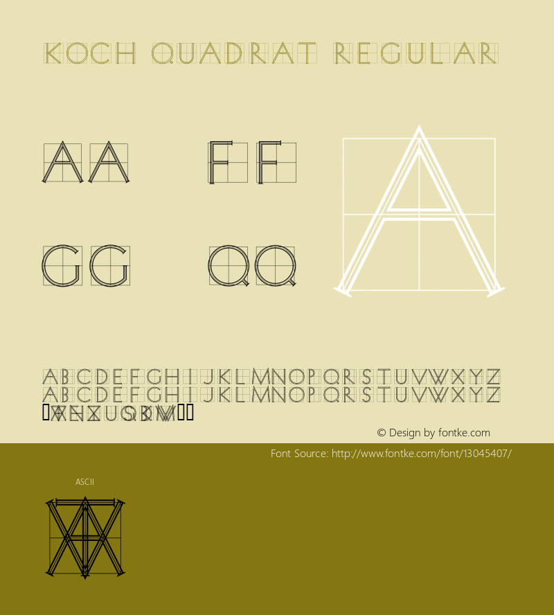 Koch Quadrat Regular Macromedia Fontographer 4.1.3 8/19/00 Font Sample