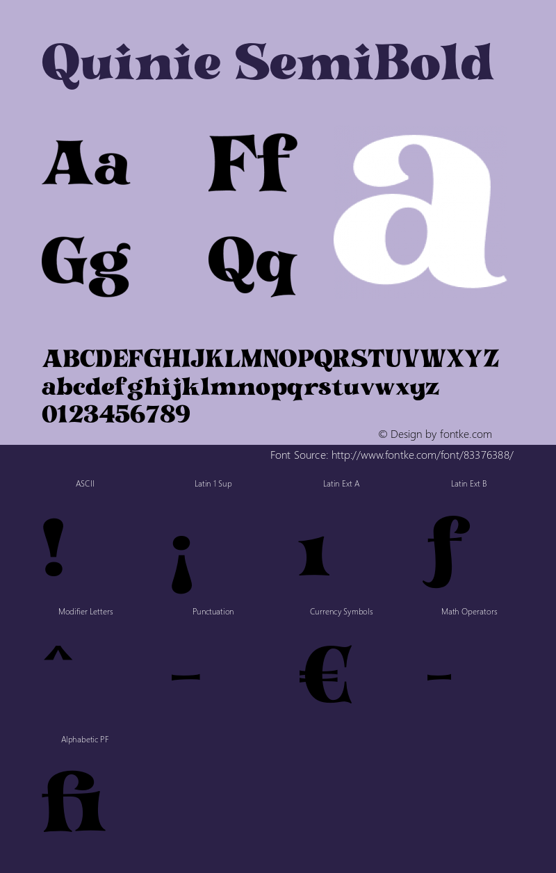 Quinie-SemiBold Version 1.000 Font Sample