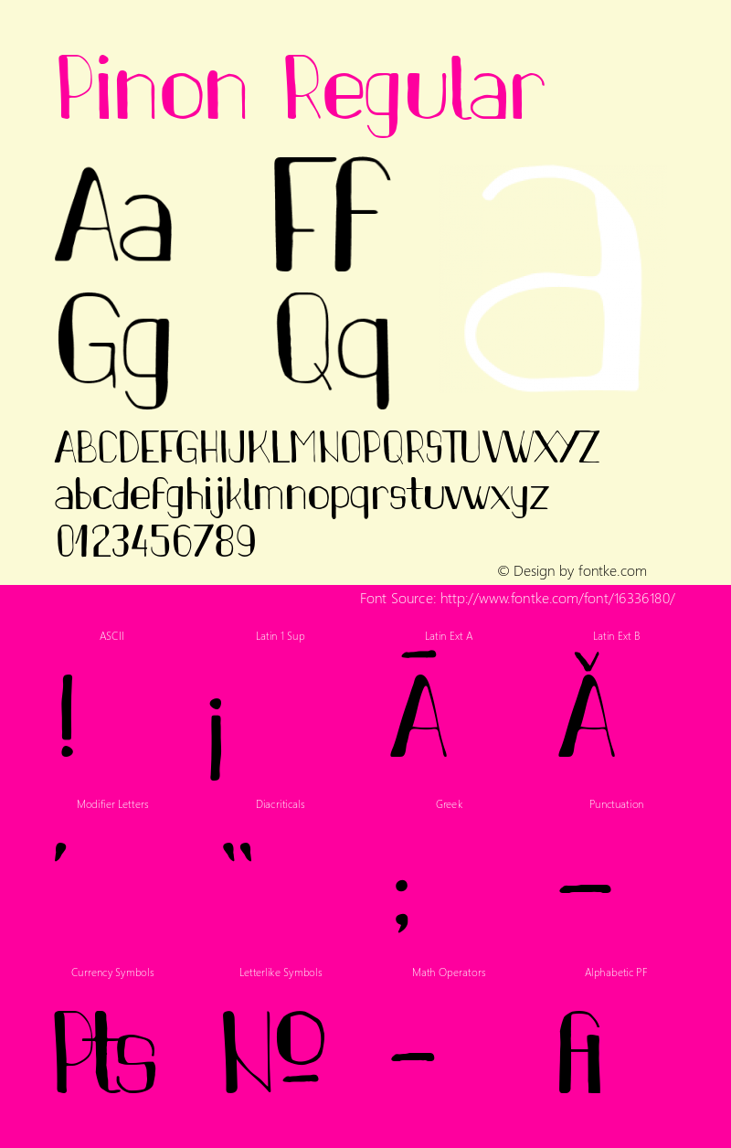 Pinon Regular Version 1.00 April 10, 2016, initial release Font Sample