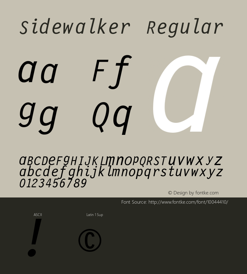 Sidewalker Regular Unknown Font Sample