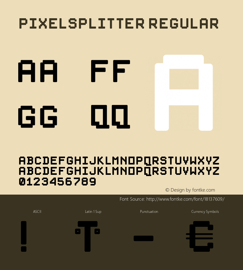 PixelSplitter Regular 1.0 2003-08-23 Font Sample