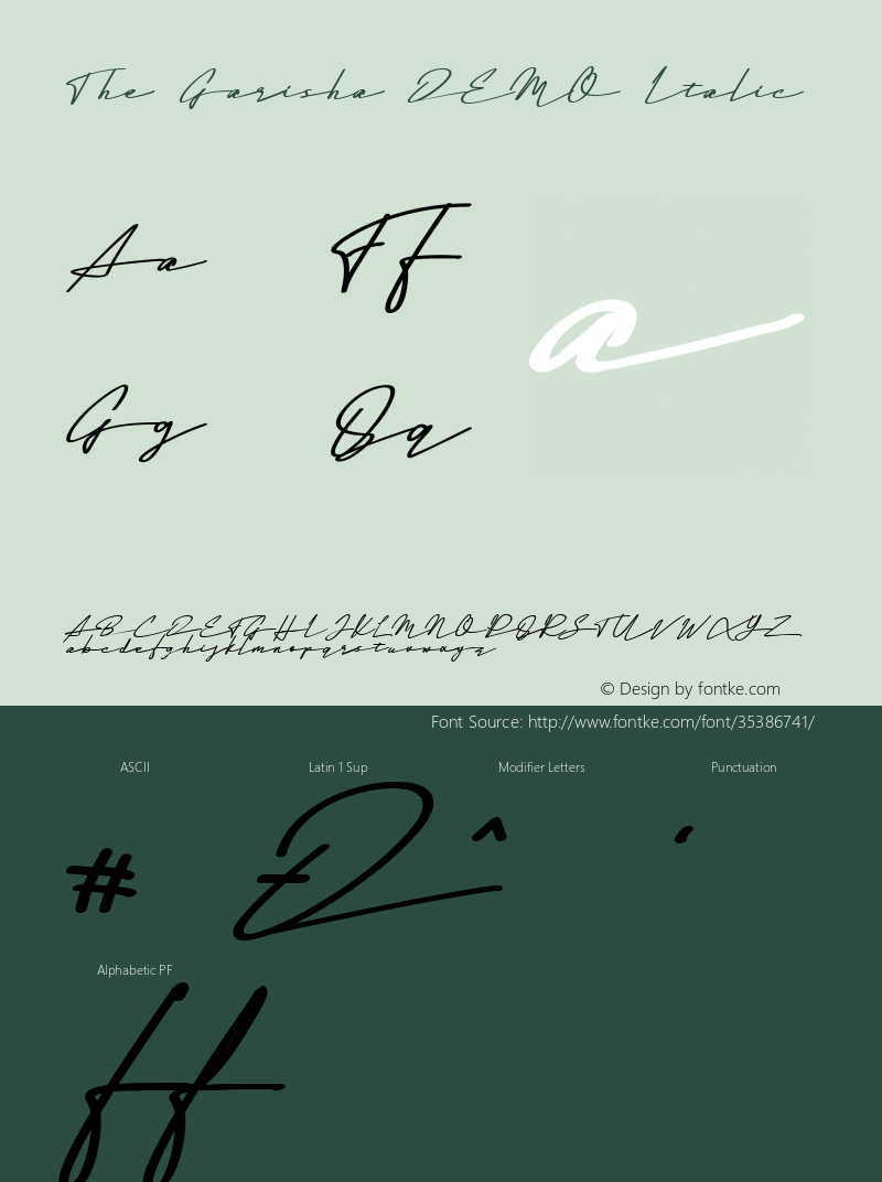 The Garisha DEMO Italic Version 1.000 Font Sample