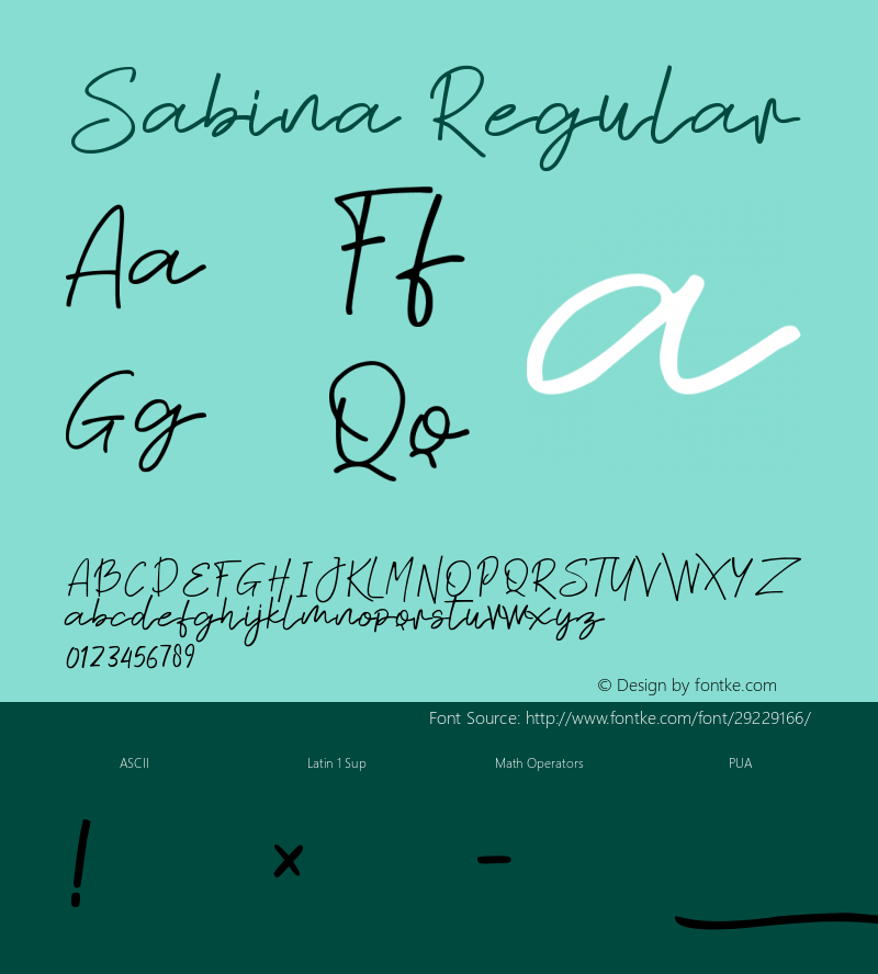 Sabina Version 1.00;April 6, 2019;FontCreator 11.5.0.2430 32-bit Font Sample