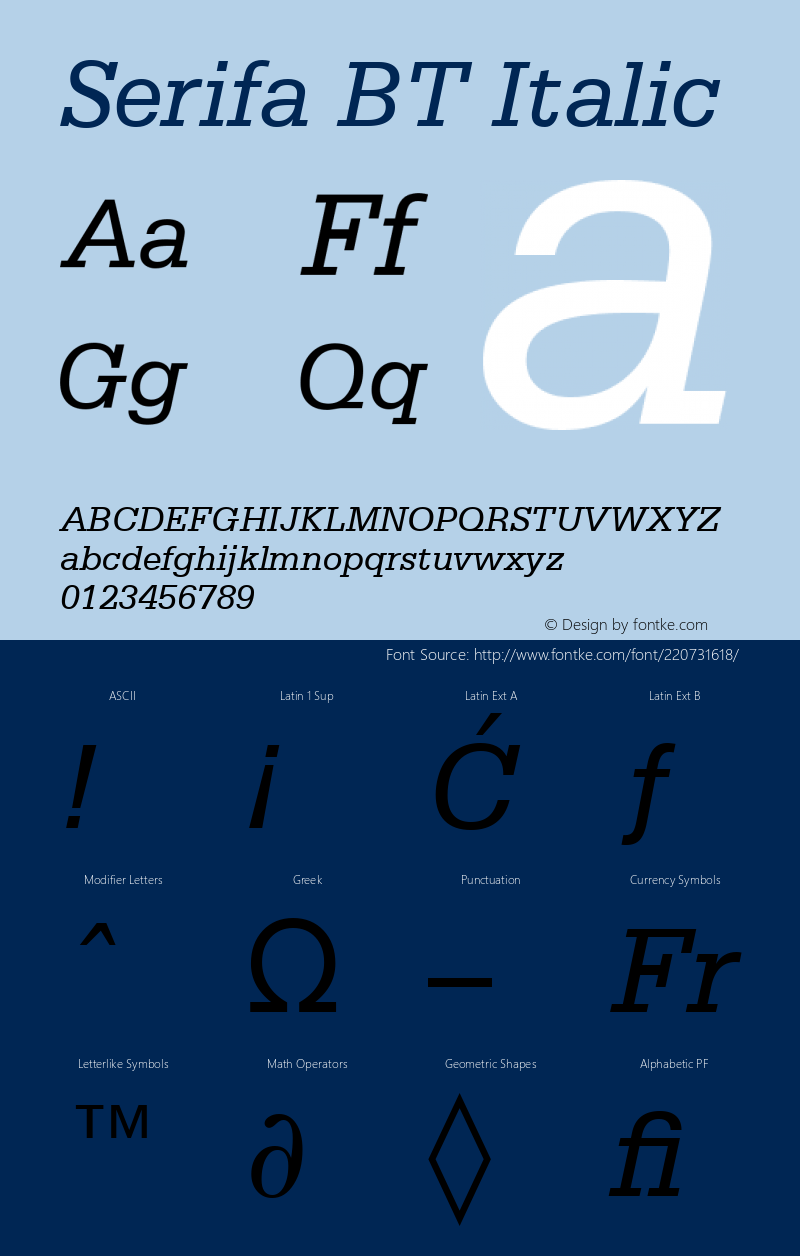 Serifa BT Italic Version 1.01 emb4-OT图片样张